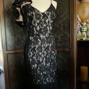 Black Marseille lace cold shoulder midi dress size 10